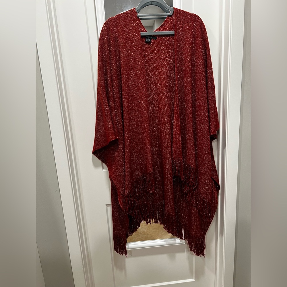 Red Women's Fringe Wrap Elegant Holiday Style